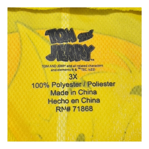 Tom And Jerry Yellow Gold Graphic Baseball Jersey Womens 3X - Picture 9 of 9